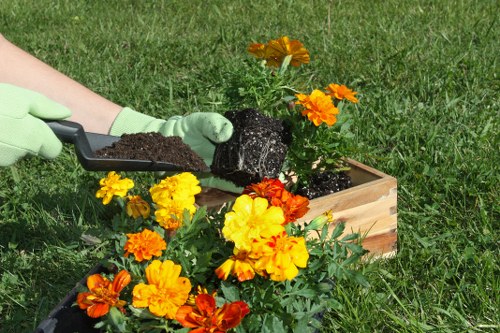 Prepared gardener checking tools and site hazards